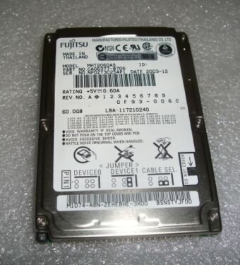 Fujitsu MHT2060AS ,CA06377-B706,60GB 5400RPM IDE Laptop Internal H.D. TESTED